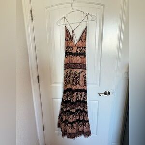 Free People Electra Maxi Halter Print Dress size XS